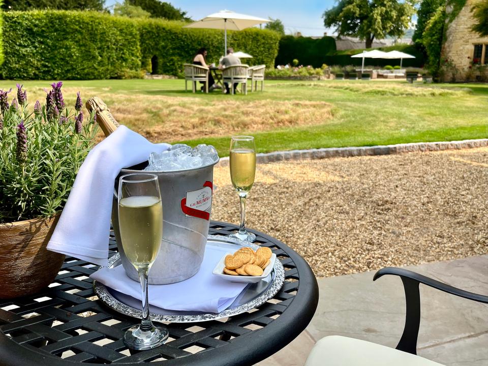 Sparkling wine on the patio